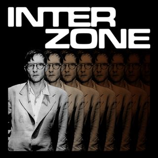A manipulated image of William S. Burroughs below the text "INTER ZONE"