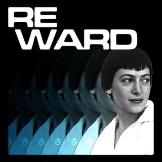 A manipulated image of Ursula K. Le Guin from the Bancroft Library below the text "RE WARD"